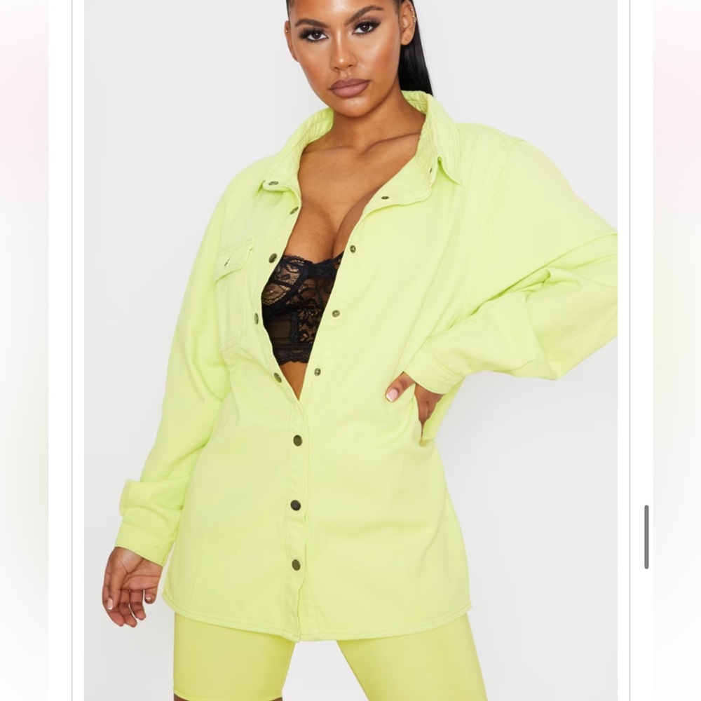 Lime green denim jacket